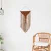 Pyramid in Rust | Macrame Wall Hanging in Wall Hangings by YASHI DESIGNS. Item made of cotton with fiber works with mid century modern & contemporary style