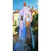 Behind Rainbow Row | Oil And Acrylic Painting in Paintings by Julia Lawing Fine Art | GreenHill Center for North Carolina Art in Greensboro. Item made of canvas with synthetic