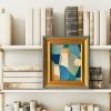 Abstract Blue Colorblock Oil Painting in Vintage Frame | Oil And Acrylic Painting in Paintings by Suzanne Nicoll Studio. Item composed of wood & canvas compatible with mid century modern and contemporary style
