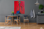 Crimson Silence — Alienation Series | Paintings by Gela Mikava. Item made of fabric works with contemporary & modern style