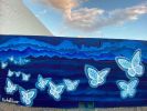 A soothing backyard mural that is 35 feet long. | Street Murals by Rachel Kaiser Art. Item composed of synthetic