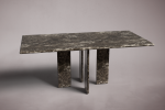 Luna Rectangular Dark Emperador Marble Dining Table | Tables by HamamDecor LLC. Item composed of marble compatible with mediterranean and modern style