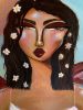 Flowers - Woman with Daisies in Hair | Oil And Acrylic Painting in Paintings by Amy Straley. Item made of canvas works with boho & contemporary style
