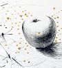 Wood Framed Black Ink Apple Drawing | Oil And Acrylic Painting in Paintings by NAMYOONSOOART. Item made of paper with synthetic