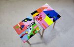 Colorful Abstract Boho Resin End Tables | Coffee Table in Tables by Epoxy Coffee Table Shop. Item made of wood works with boho & contemporary style