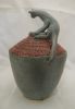 Cat On Pot | Sculptures by Sheila Blunt. Item made of stoneware