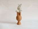 V-neck Three Legged Terracotta Vase | Vases & Vessels by Aman Khanna (Claymen)ˇ. Item composed of ceramic