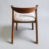 Arco Curved-Back Dining Chair with Upholstered Seat | Chairs by Kleinhaus Furniture. Item made of wood & fabric compatible with mid century modern and japandi style