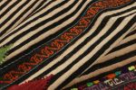 Vintage Afghan Kilim with Polychromatic Geometric Stripes | Area Rug in Rugs by Rug and Kilim. Item composed of wool