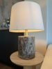 Handcrafted Dark Emperador Marble Cylinder Table Lamp | Lamps by AEGEAN MARBLE ARTISAN ATELIER. Item composed of marble in minimalism or contemporary style