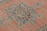 Vintage Turkish Rug in Salmon Red with Floral Medallion | Area Rug in Rugs by Rug and Kilim