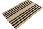 Vintage Turkish Kilim rug in Beige-Brown with Black Stripe | Area Rug in Rugs by Rug and Kilim