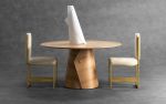 Fold Table, Oak Veneer, Solid Brass Accessory | Dining Table in Tables by LAGU. Item made of oak wood & brass compatible with mediterranean and modern style