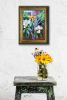 Magnolias With Flags | Oil And Acrylic Painting in Paintings by Catherine Twomey. Item made of wood with canvas works with contemporary & country & farmhouse style