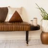 Zhara Metal, Wood & Top Grain Leather Bench | Ottoman in Benches & Ottomans by Mango Furniture Co. Inc.. Item made of wood with metal works with contemporary & transitional style