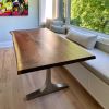 Live Edge Walnut Thea Table | Dining Table in Tables by YJ Interiors. Item made of walnut & brass compatible with mid century modern and contemporary style