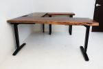 U-Shaped Live Edge Wood Slab & Epoxy Resin Executive Corner | Desk in Tables by Chagrin Valley Custom Furniture. Item made of walnut with steel works with contemporary & modern style