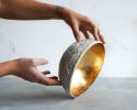 Large Bowl in Textured Alpine White Concrete with Gold Leaf | Decorative Bowl in Decorative Objects by Carolyn Powers Designs. Item made of concrete & glass compatible with minimalism and contemporary style