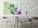 Elegant feathers in green and purple | Oil And Acrylic Painting in Paintings by Irena Orlov | Private Residence / Los Angeles, CA in Los Angeles. Item composed of canvas