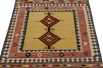 Vintage Sofreh Kilim rug in Camel, Red Medallions | Area Rug in Rugs by Rug and Kilim