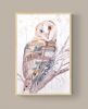 Barn Owl No. 9 : Original Watercolor Painting on Canvas | Paintings by Elizabeth Becker. Item composed of canvas in minimalism or contemporary style