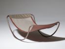 Sling Rocker Deck or Pool Chair | Easy Chair in Chairs by Studio Stirling. Item composed of steel and leather in boho or minimalism style