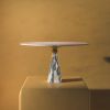 "Libra" centerpiece in gray, yellow and white marble | Serving Stand in Serveware by Carcino Design. Item composed of marble in minimalism or contemporary style