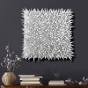 White spikes clay wall sculpture on a 20" square canvas, abs | Sculptures by Natasha Kanevski. Item made of canvas & ceramic compatible with contemporary style