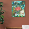 The Green Petal | Oil And Acrylic Painting in Paintings by Parineeta Patel- Nature Inspired Cosmic Abstracts. Item composed of canvas compatible with eclectic & maximalism and coastal style