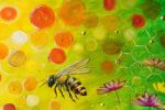 Honeybee’s Paradise Original Oil Painting | Oil And Acrylic Painting in Paintings by DaggArt. Item made of canvas compatible with contemporary style