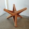 "lock" sculptural caramel and natural bamboo dining table | Tables by JAN PAUL. Item made of bamboo with glass works with mid century modern & contemporary style