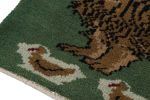 Vintage Gabbeh Turkish Rug, Green with Brown Lion Pictorial | Area Rug in Rugs by Rug and Kilim