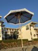 Handmade Macrame Boho Beach Umbrella with Cotton Fringe | Textiles by Dimitar Kostadinov | Aparthotel Crotiria in Burgas
