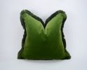 Green velvet fringe pillow cushion cover | Pillows by velvet + linen. Item composed of cotton