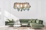 Modern Fabric Pendant Hand-painted Light Nebula Grande 150cm | Chandeliers by Costantini Design. Item composed of fiber in boho or contemporary style