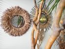 Raffia Mirror, Single Round Raffia Mirror, Boho Mirror, Wall | Decorative Objects by Magdyss Boutique. Item composed of bamboo & cotton compatible with boho and contemporary style
