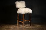 Modern Dining Stool in Exotic Wood and Sheepskin from Costan | Bar Stool in Chairs by Costantini Design. Item composed of wood and leather in contemporary or modern style