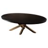 Oval Black Oak Dining Table, Criss Cross Golden Base | Tables by NO AGE FURNITURE STUDIO. Item composed of oak wood