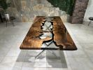 Clear Waterfall Resin River Table | Dining Table in Tables by Gül Natural Furniture. Item made of walnut with synthetic works with minimalism & mid century modern style