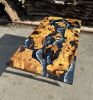Mediterranean Olive Wood Ocean Epoxy Resin Live Edge Table | Dining Table in Tables by Tinella Collection. Item composed of wood in minimalism or art deco style