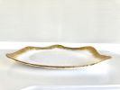 February White and Gold Paper Mache Wavy Table Top Tray | Decorative Tray in Decorative Objects by TM Olson Collection. Item made of paper compatible with minimalism and contemporary style