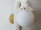Pensil Handwoven Lamp- Plug-In or Hardwire Sconce (White) | Sconces by Light and Fiber. Item made of cotton & steel compatible with mid century modern and japandi style