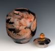 Stoneware vessel urn b 308 sagger raku fired 120 cubic inche | Vase in Vases & Vessels by Ron Mello Studio Art. Item composed of wood and brass