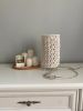 Table lamp with handmade macrame lampshade, Bedside lamp | Lamps by Got A Knot. Item made of cotton with fiber works with boho & rustic style