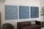 Sculptural Textured Art inspired by Water | Mixed Media by Blank Space Studios. Item composed of wood and cement in contemporary or coastal style