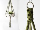 Macrame Plant Hanger, HOlive Green, Deep Burgundy, Hand-Dyed | Wall Sculpture in Wall Hangings by Freefille. Item composed of cotton in contemporary or modern style