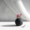 Sphere Bud Vase in Textured Carbon Black Concrete | Vases & Vessels by Carolyn Powers Designs. Item composed of concrete and glass in minimalism or contemporary style