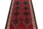 1950s Vintage Kilim rug in Red with Colorful Geometric | Area Rug in Rugs by Rug and Kilim