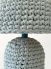 The Knitty Table Lamp in Robin's Egg Blue | Lamps by Meg Morrison. Item made of fabric with ceramic works with mid century modern & eclectic & maximalism style