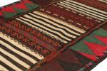 Vintage Afghan Kilim with Polychromatic Geometric Patterns | Area Rug in Rugs by Rug and Kilim. Item made of wool